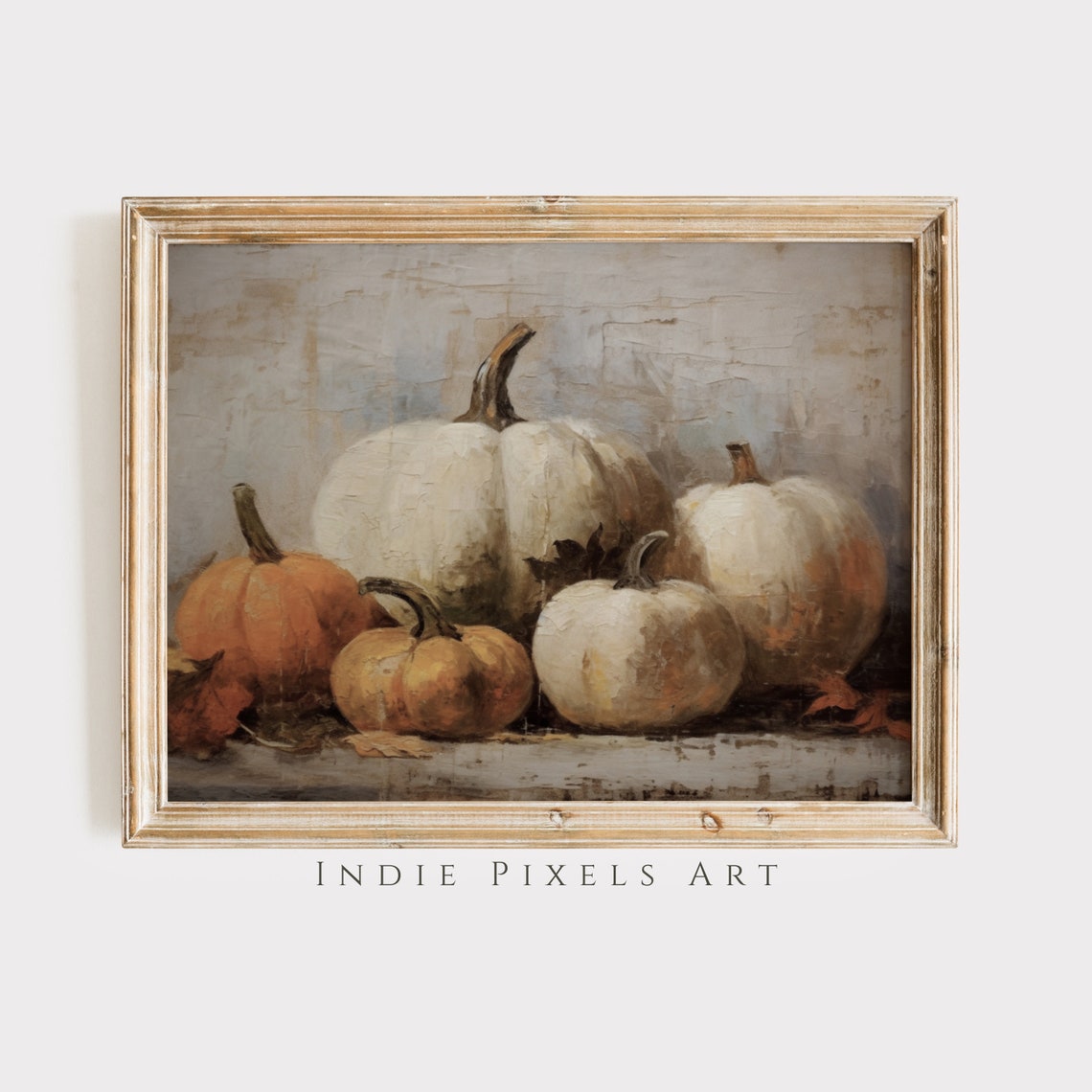 White Orange Pumpkin Group Rustic Fall Harvest Still Life Poster