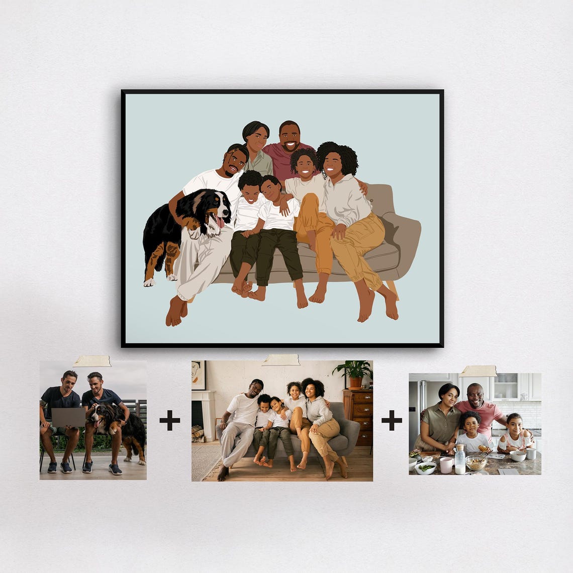 Custom Wedding Family Portrait Assembled From Multiple Photos Poster - Image 2