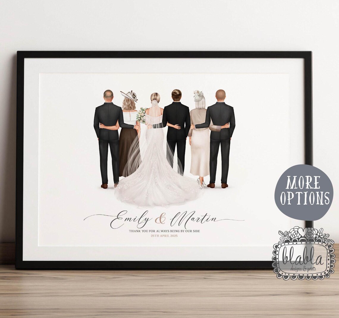 Wedding Bride With Family Thank You Keepsake Portrait Poster