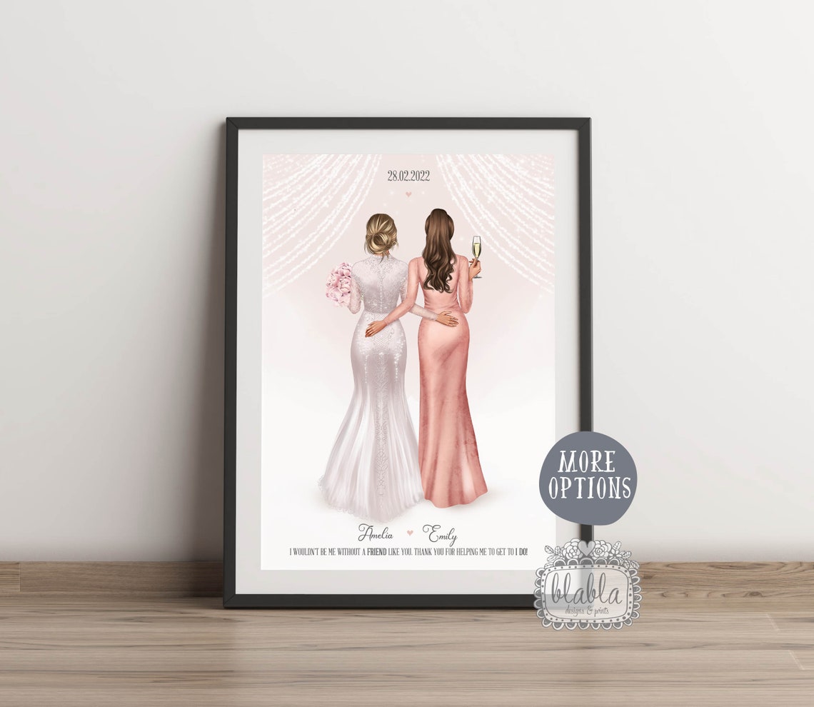 Personalised Bridesmaid Print Gift For Bride Maid Of Honour Gift Wedding Gift Gift For Bride I Do Crew Boh Gift Wedding Gift - Image 2