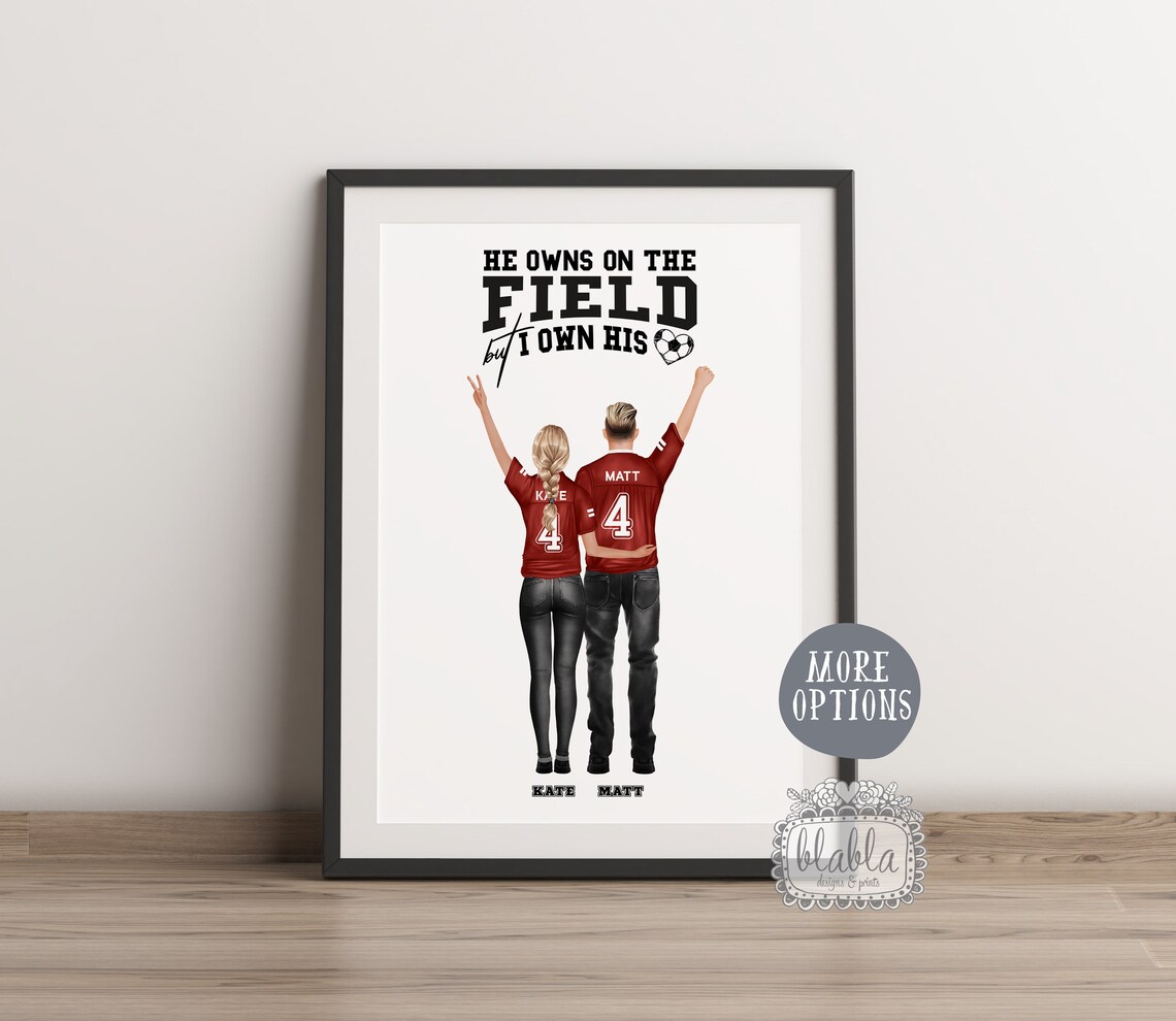 Personalised Couple Football Quotes Portrait Art Print - Image 2