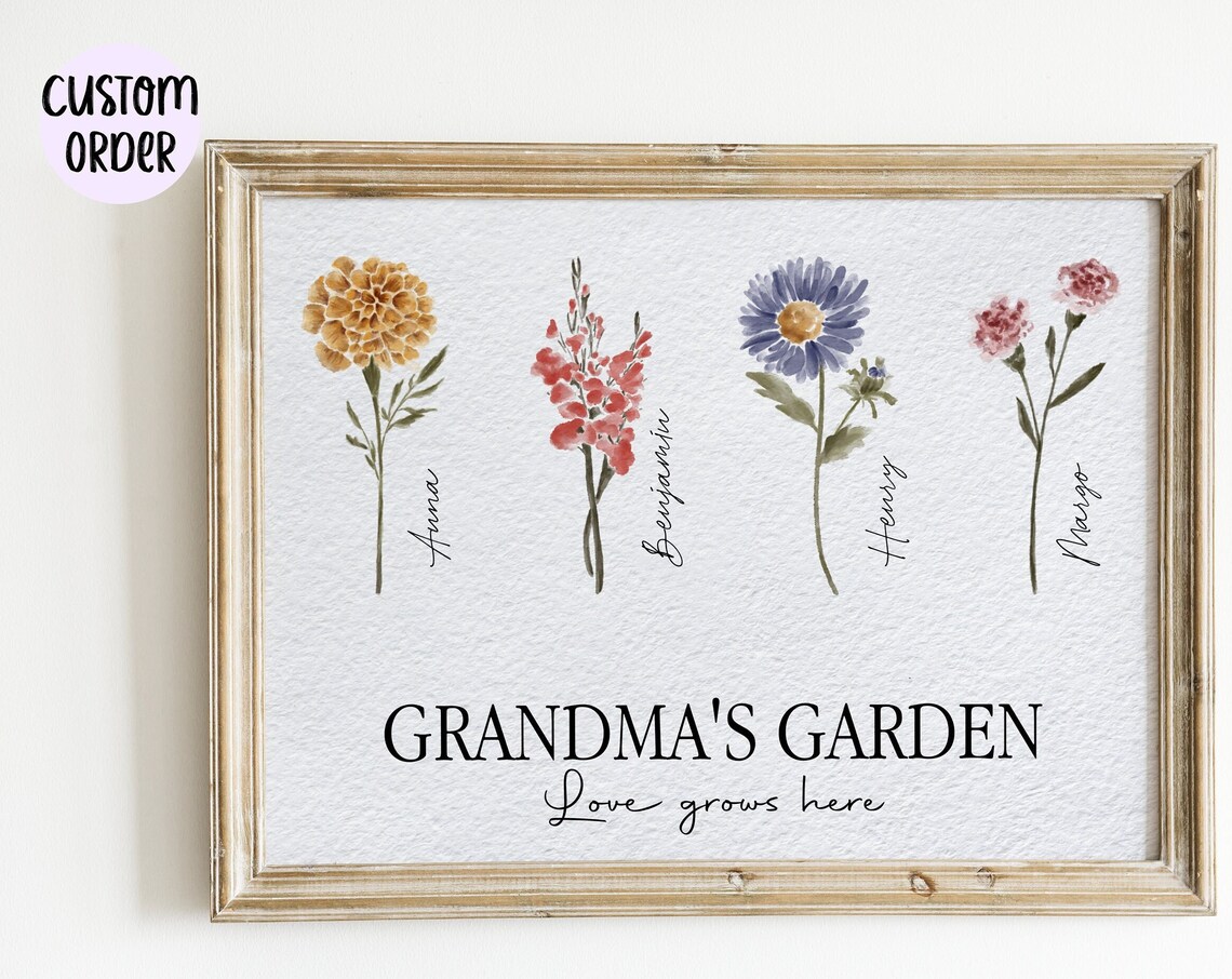 Grandma's Garden Watercolor Flowers Art Print - Image 2