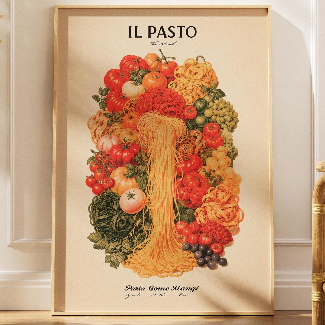 Vintage Il Pasto The Meal Italian Produce Pasta Still Life Poster