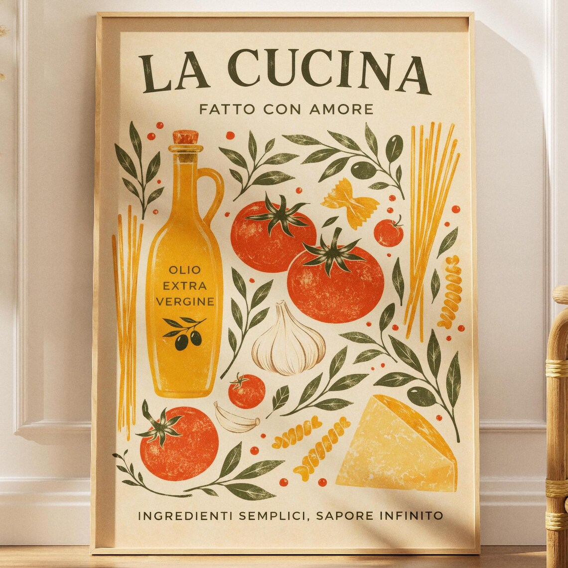 La Cucina Italian Kitchen Ingredients Vintage Style Food Art Print