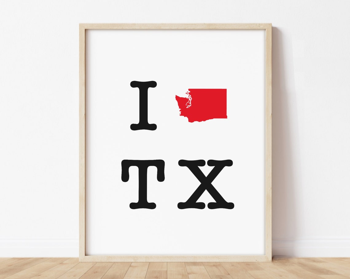 Funny Moving Gift Washington To Texas Wa Tx Going Away Two State Map Print