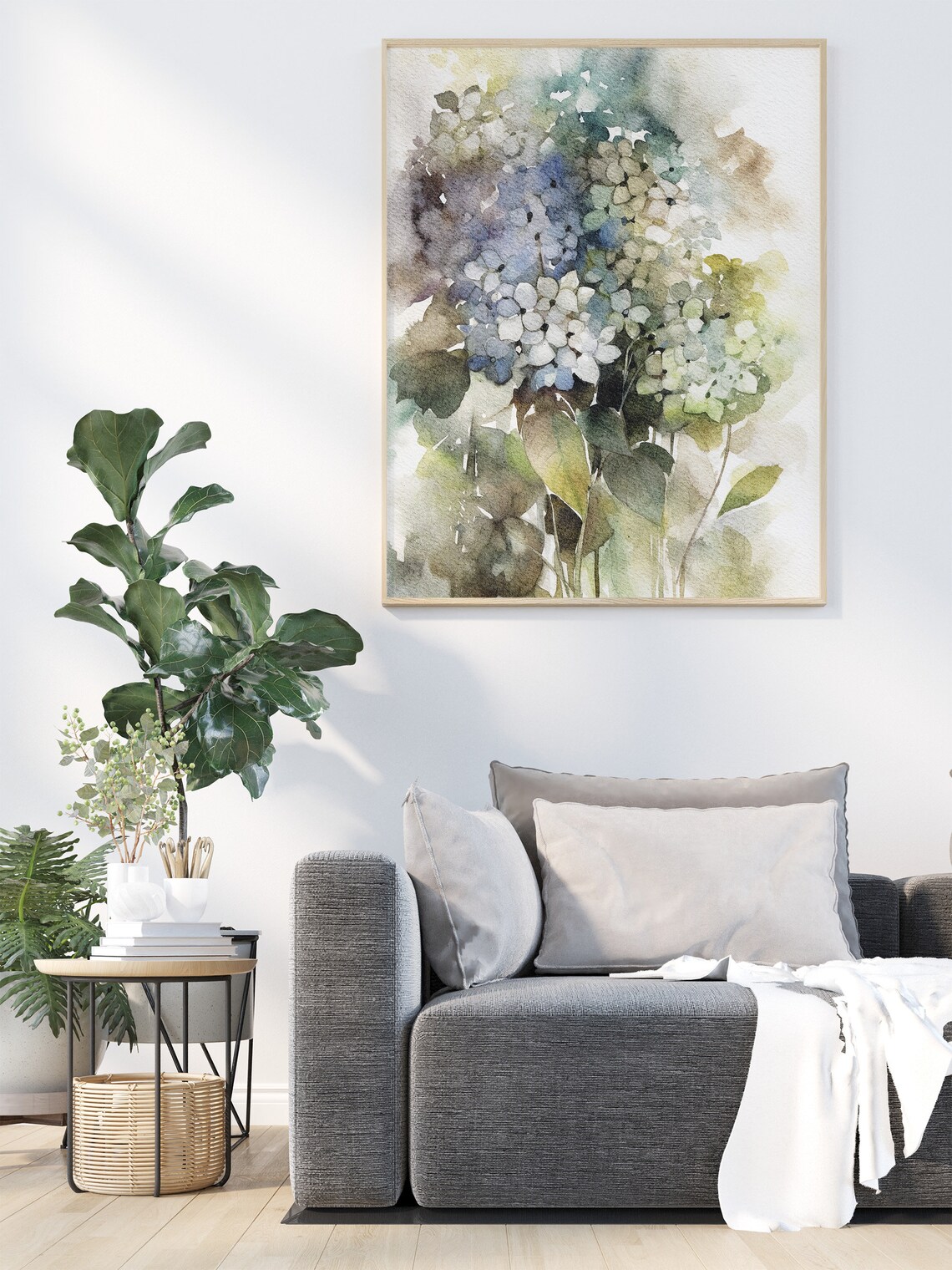 Hydrangea Watercolor Art Print, Botanical Floral - Image 3
