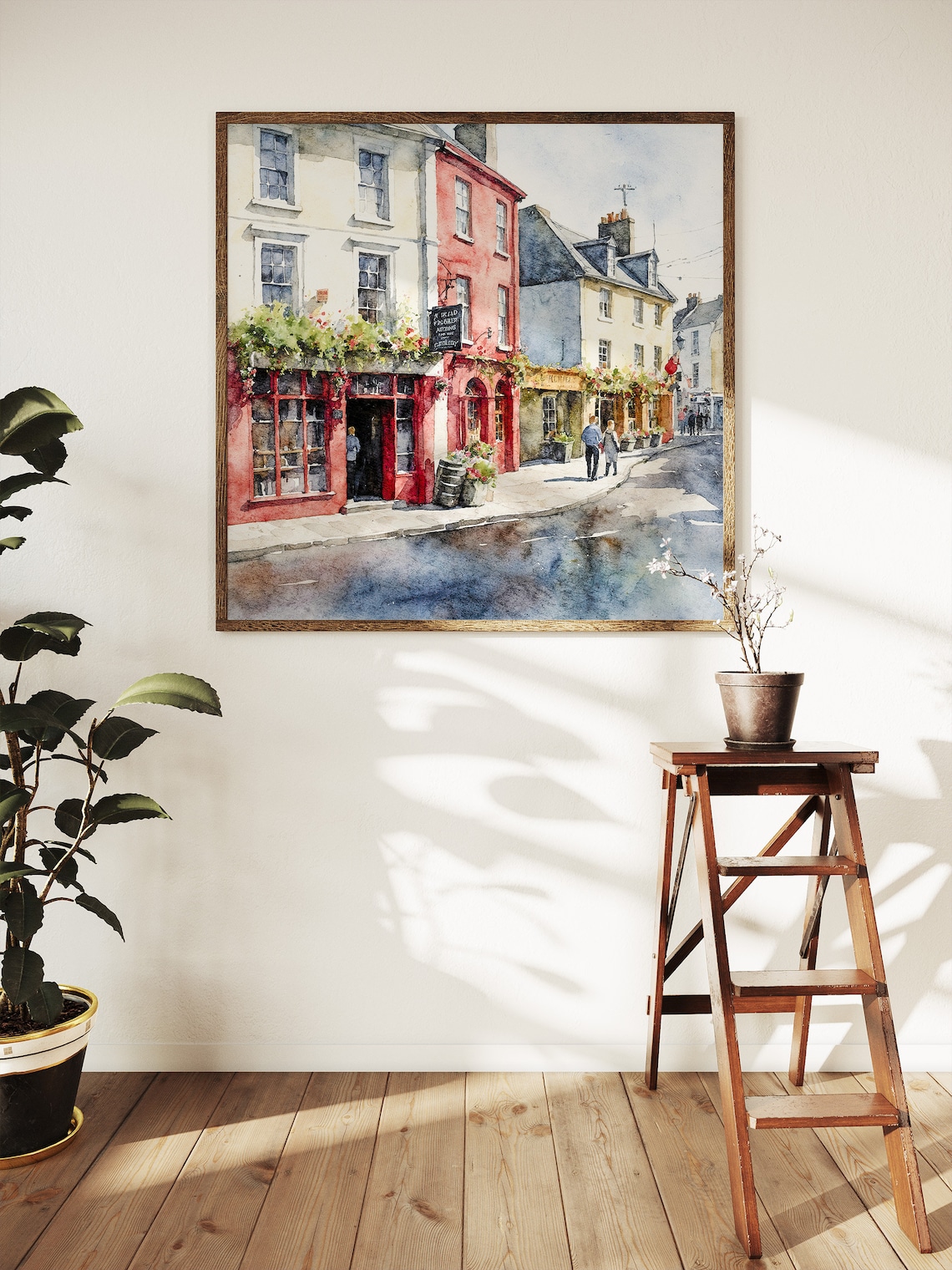 Galway Quay Street Watercolor Travel Poster, Irish Cityscape - Image 4