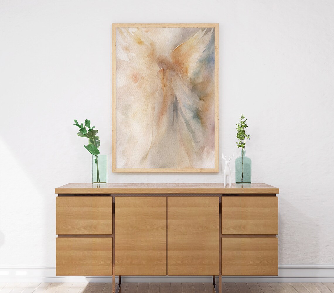 Guardian Angel Watercolor Art Print, Personalized - Image 4