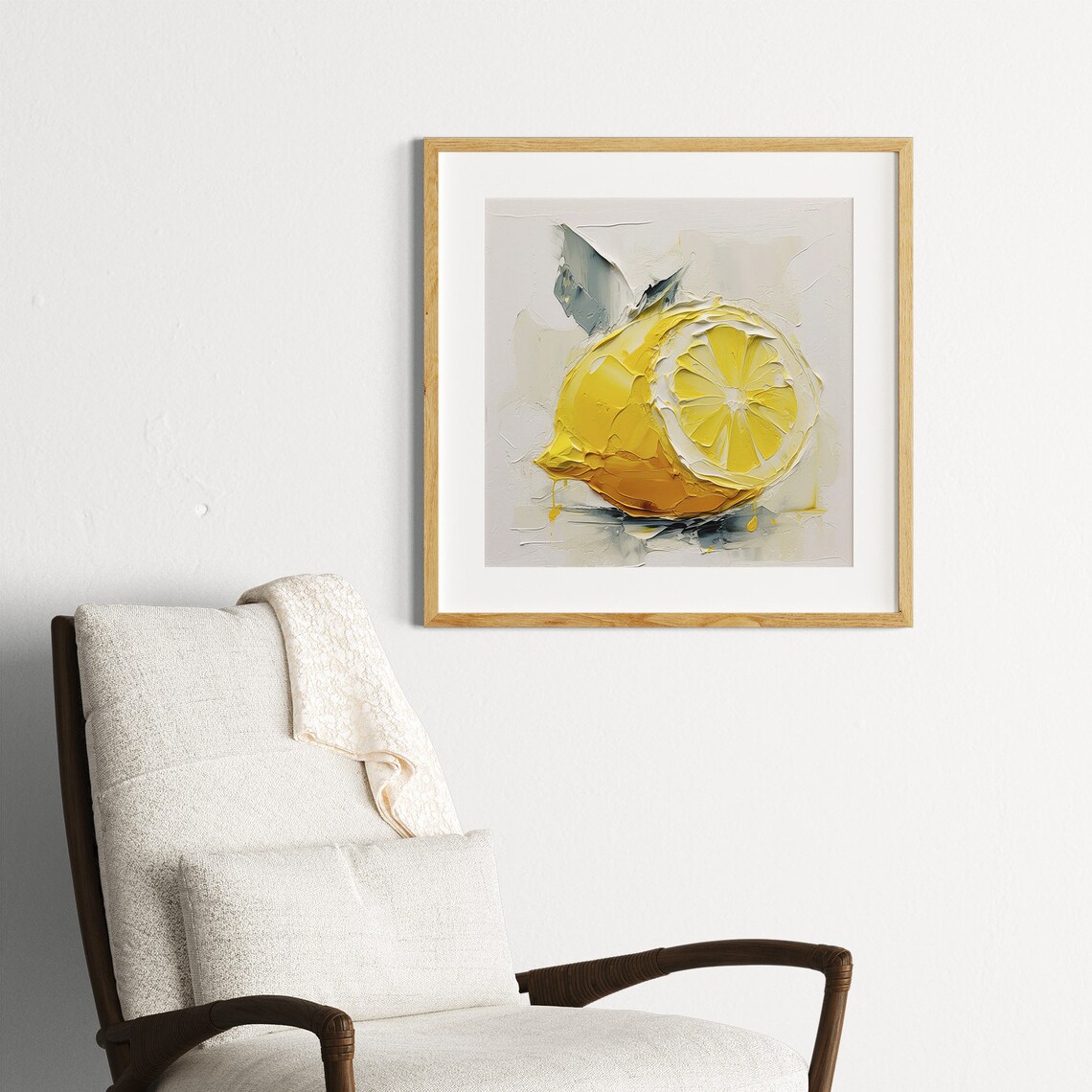 Lemon Oil Painting Citrus Kitchen Wall Art Print - Image 3