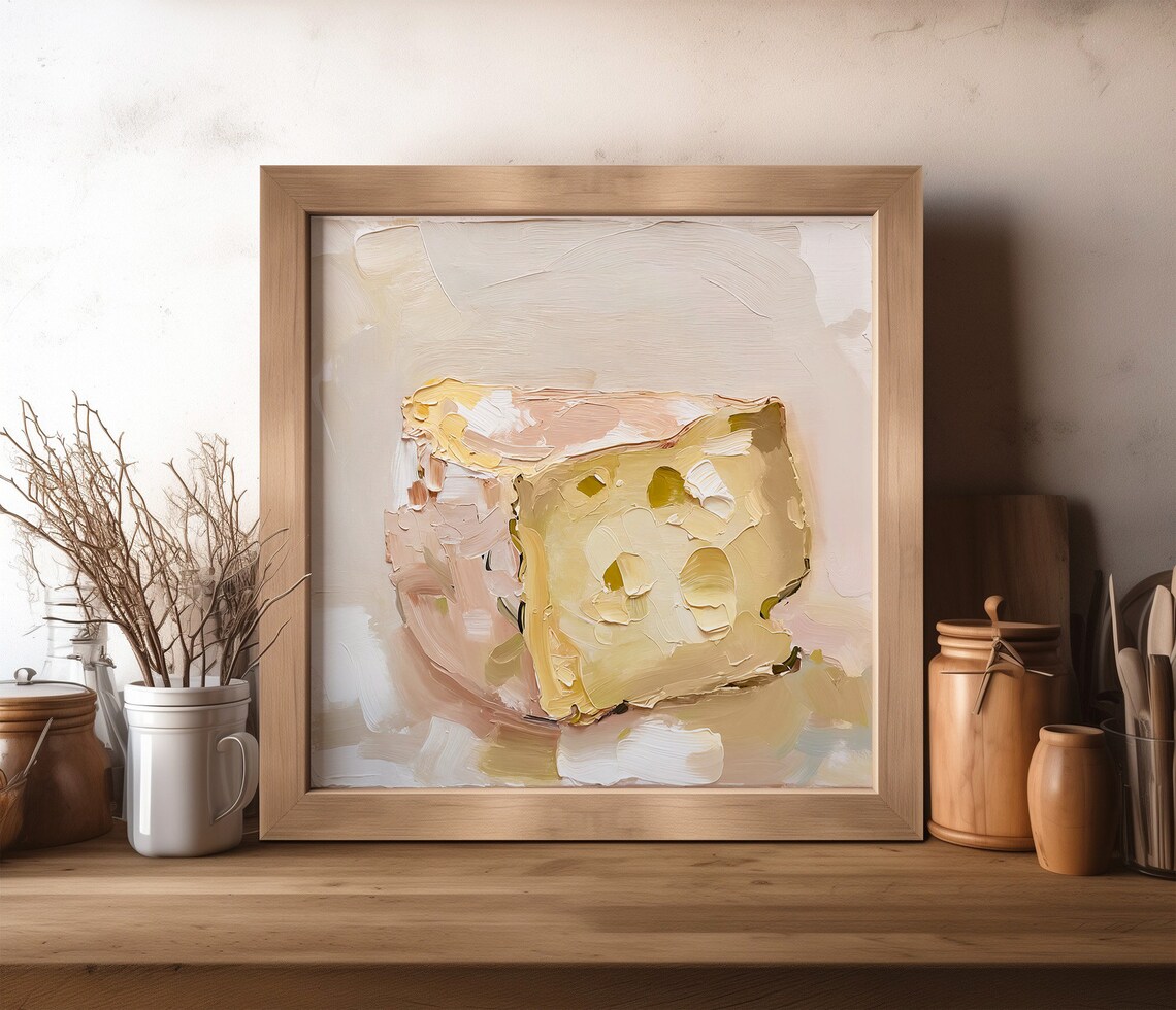 Swiss Cheese Oil Painting Art Print, Kitchen Wall Art - Image 4
