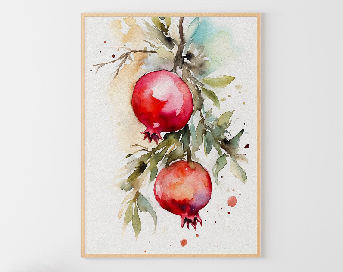 Pomegranate Watercolor Botanical Kitchen Art Print
