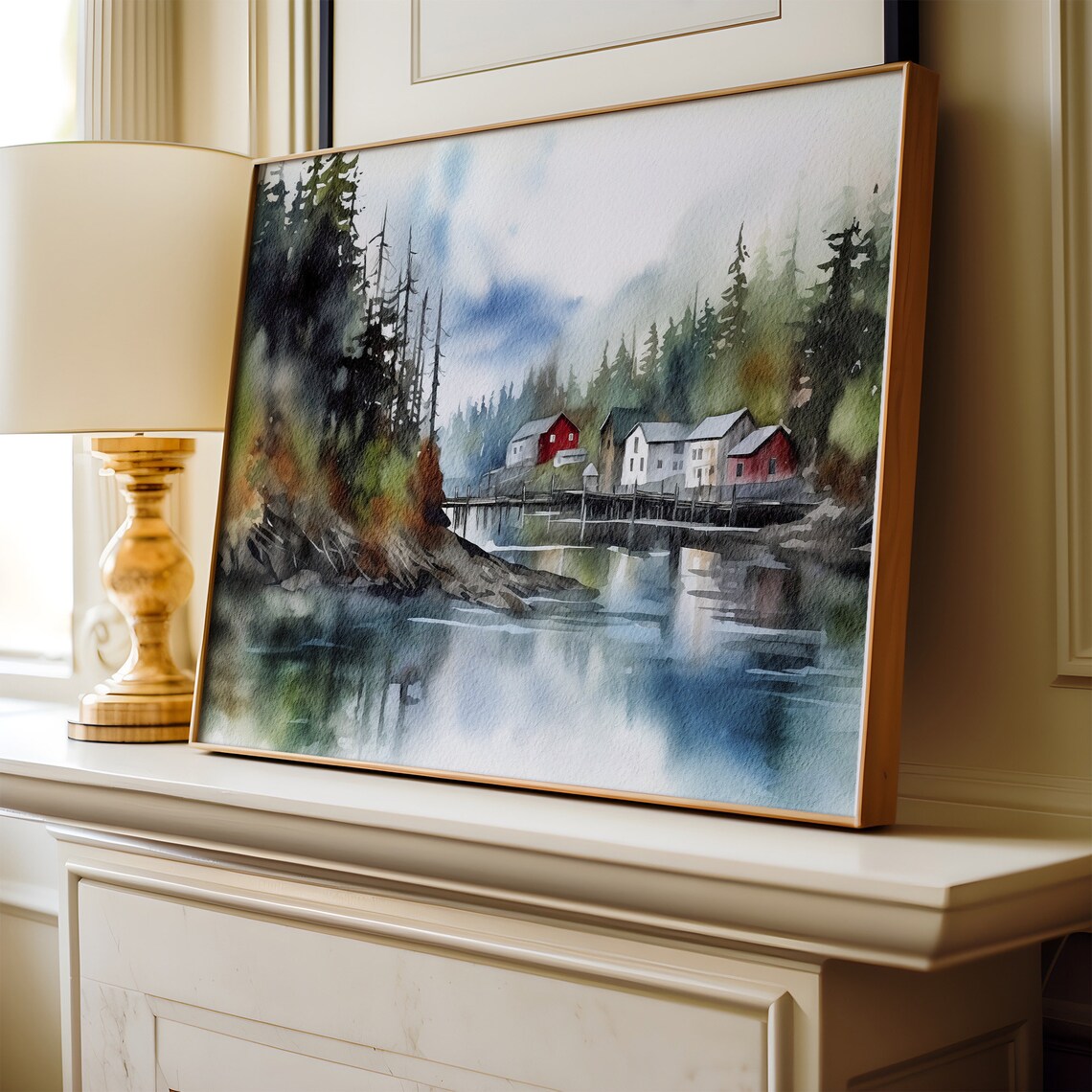 Ketchikan Alaska Watercolor Travel Poster, Pine Trees - Image 4