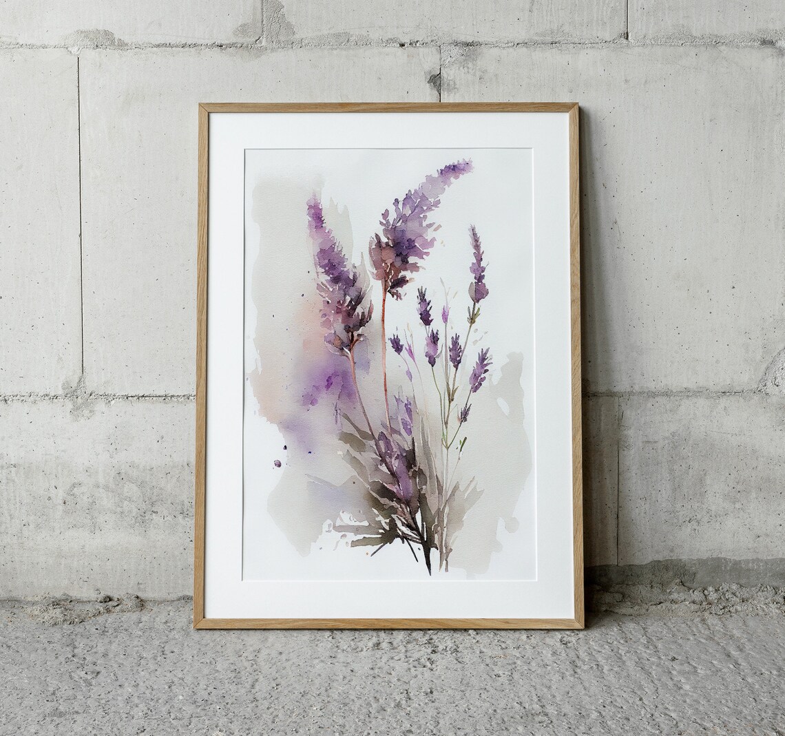 Lavender Watercolor Wildflowers, Neutral Floral Art Print - Image 3