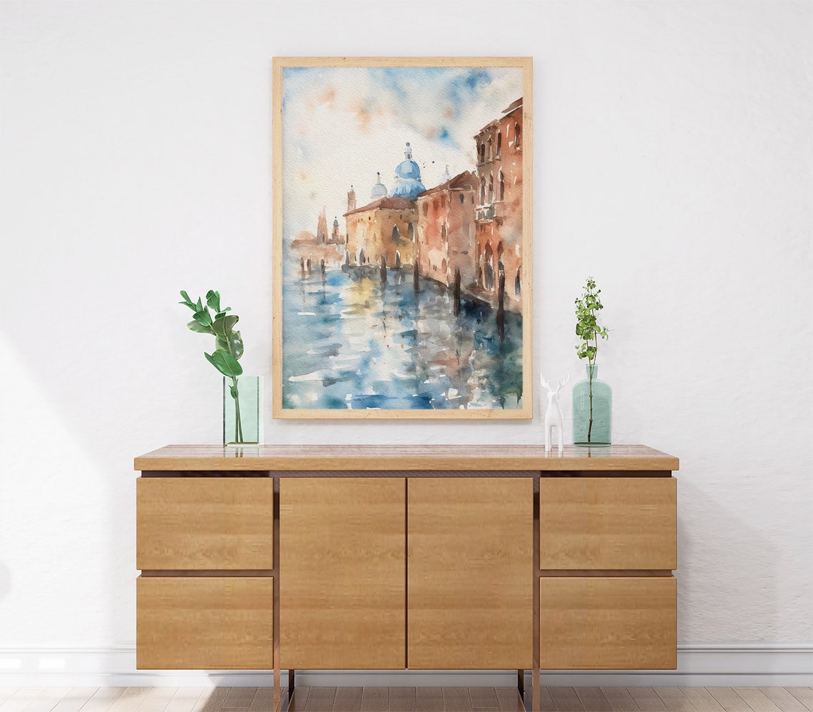 Venice Painting Italian Cityscape Watercolor Europe Travel Poster Venice Wall Art Italy Art Print - Image 3