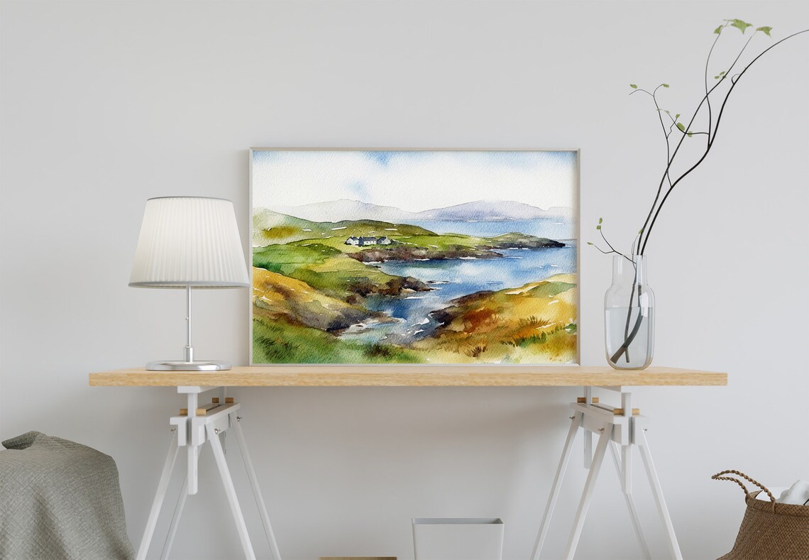 Ring Of Kerry Watercolor Art Print, Ireland Landscape - Image 4