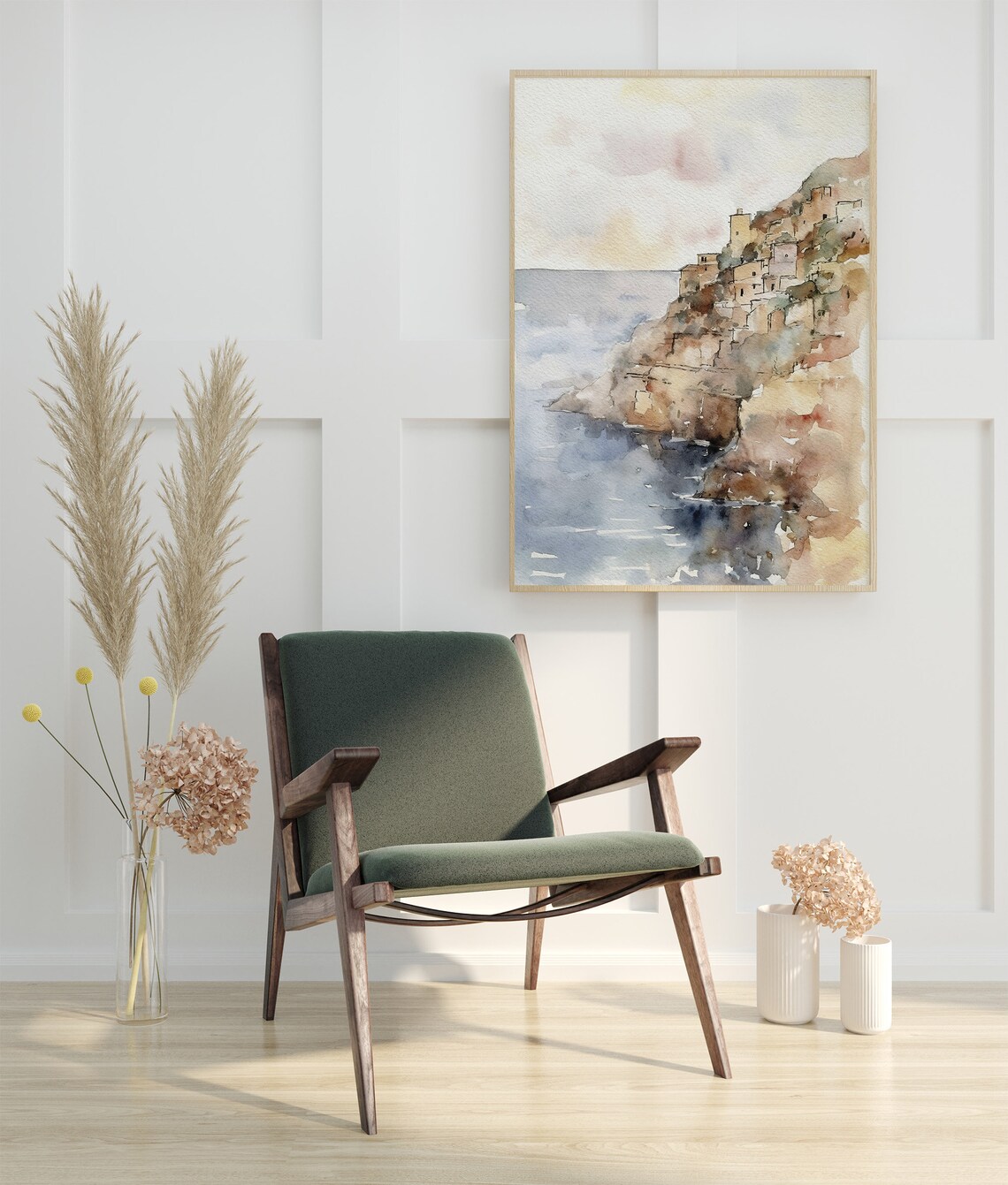 Amalfi Coast Watercolor Art Print, Positano Italy - Image 3