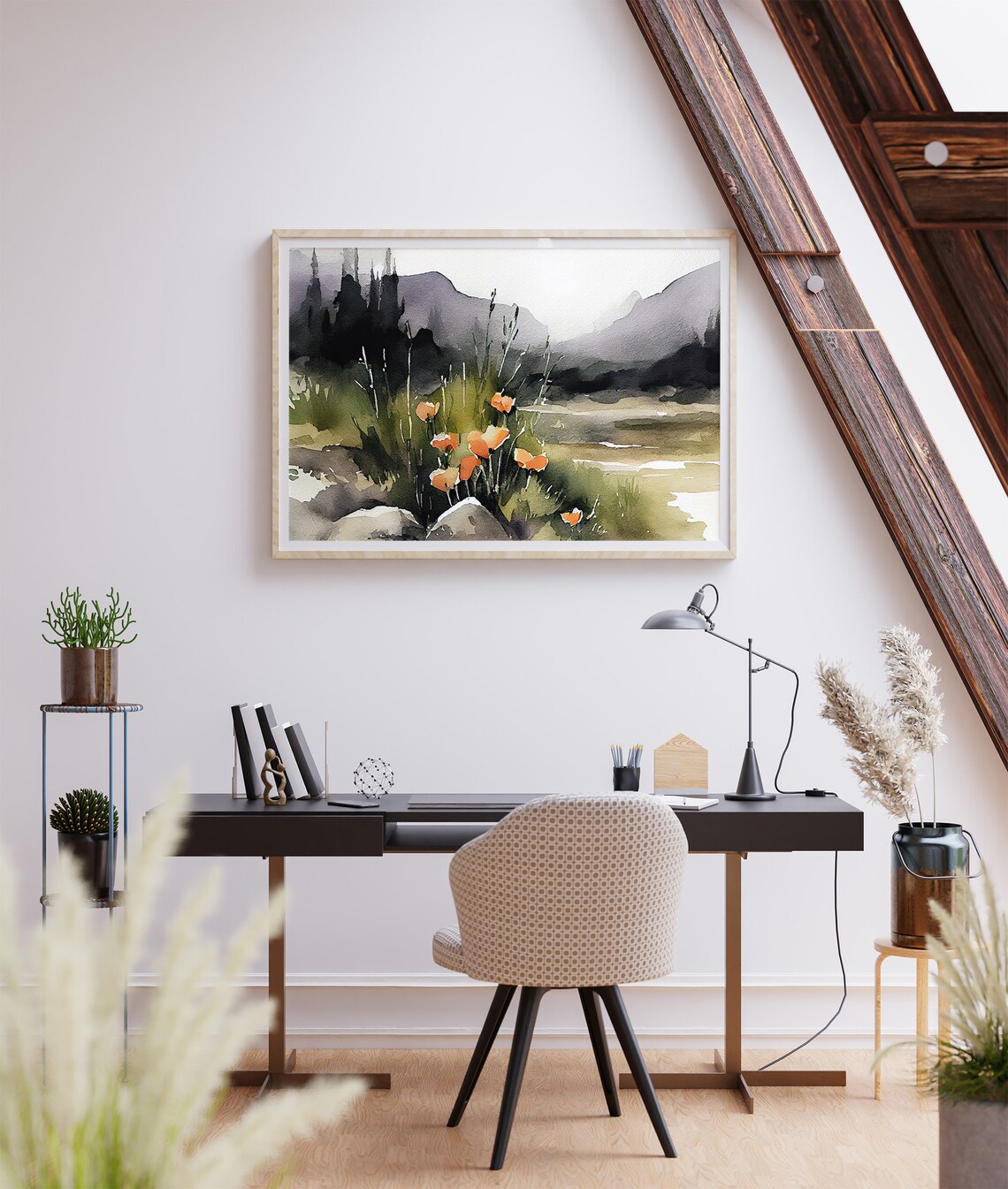 California Poppy Watercolor Art Print, Mountain Valley - Image 2