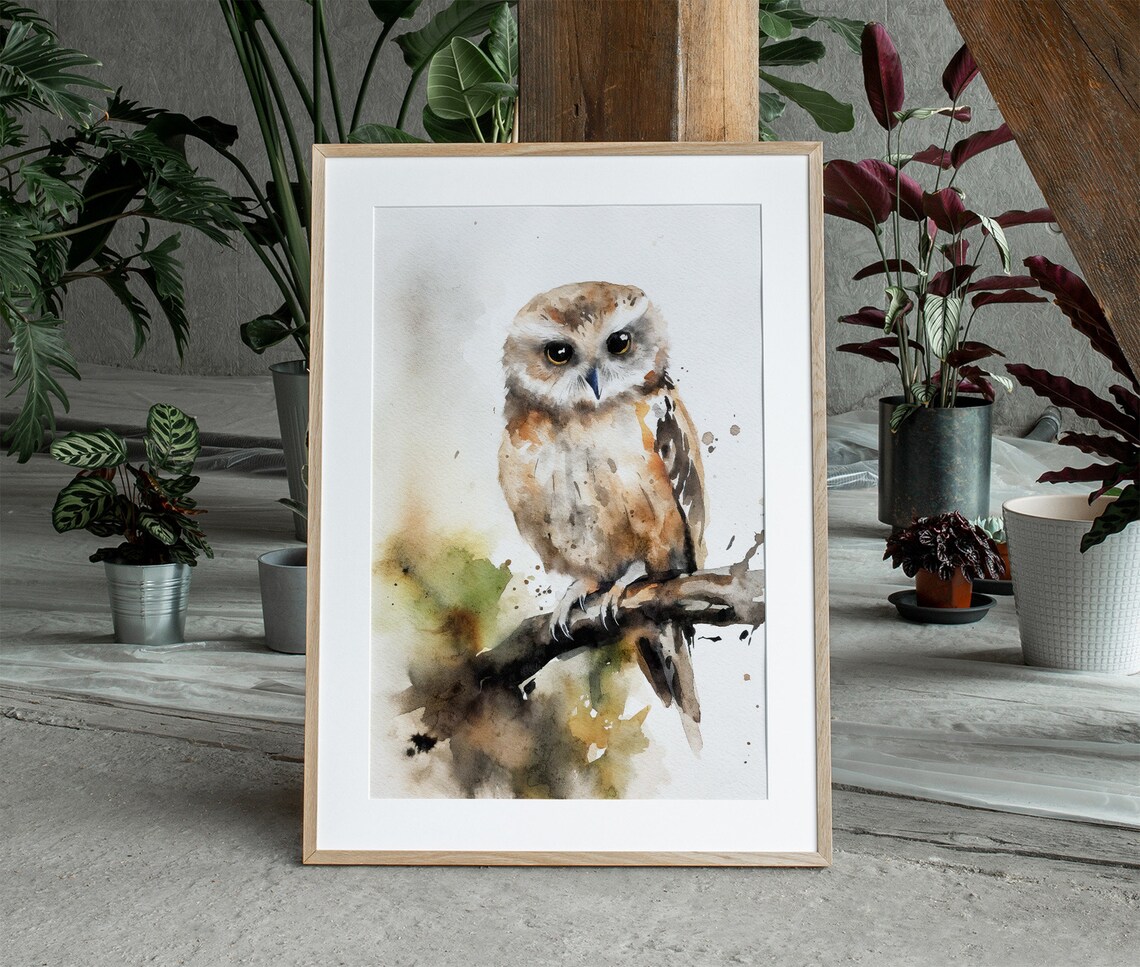 Owl Watercolor Painting, Forest Bird Art Print - Image 3