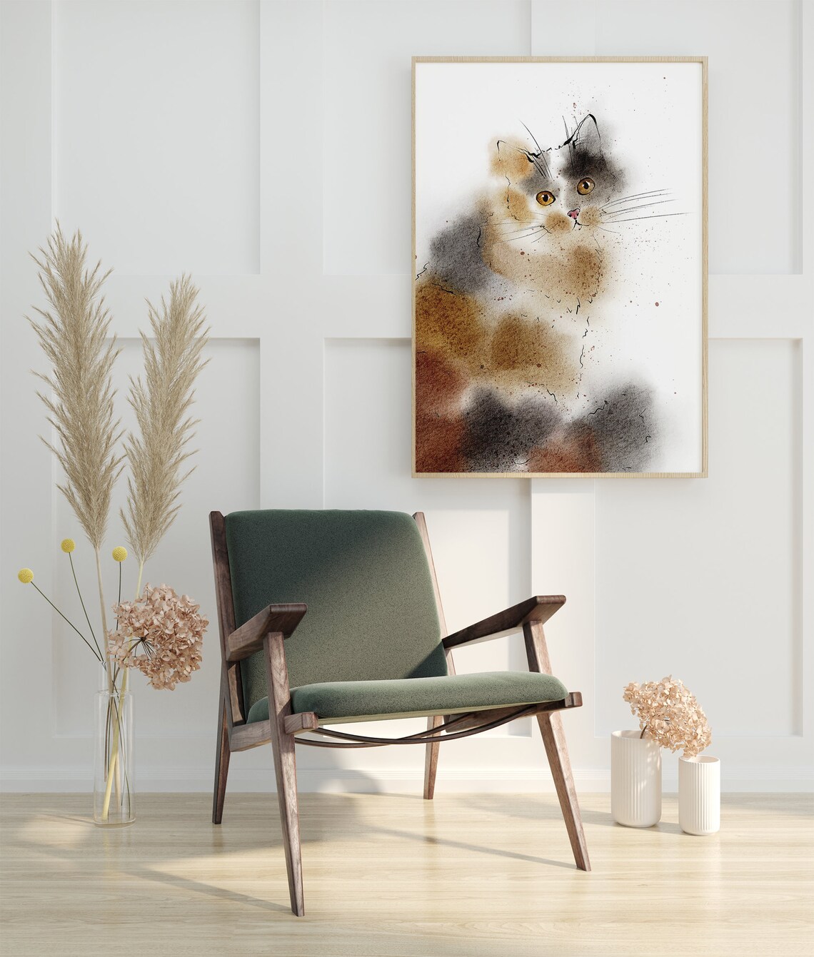 Calico Cat Watercolor Animal Wall Art Poster Print - Image 3