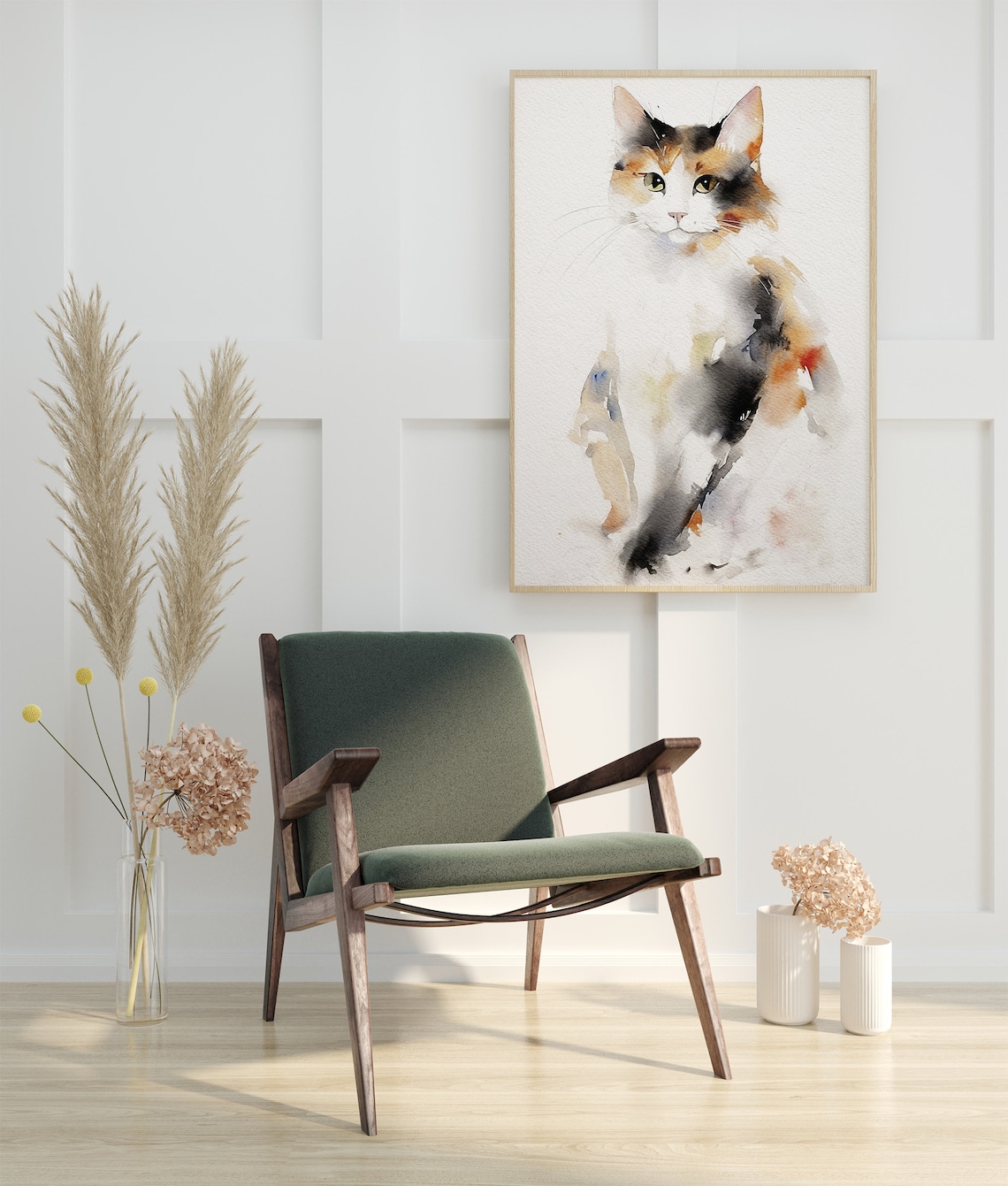 Calico Cat Watercolor Pet Portrait, Art Print - Image 2