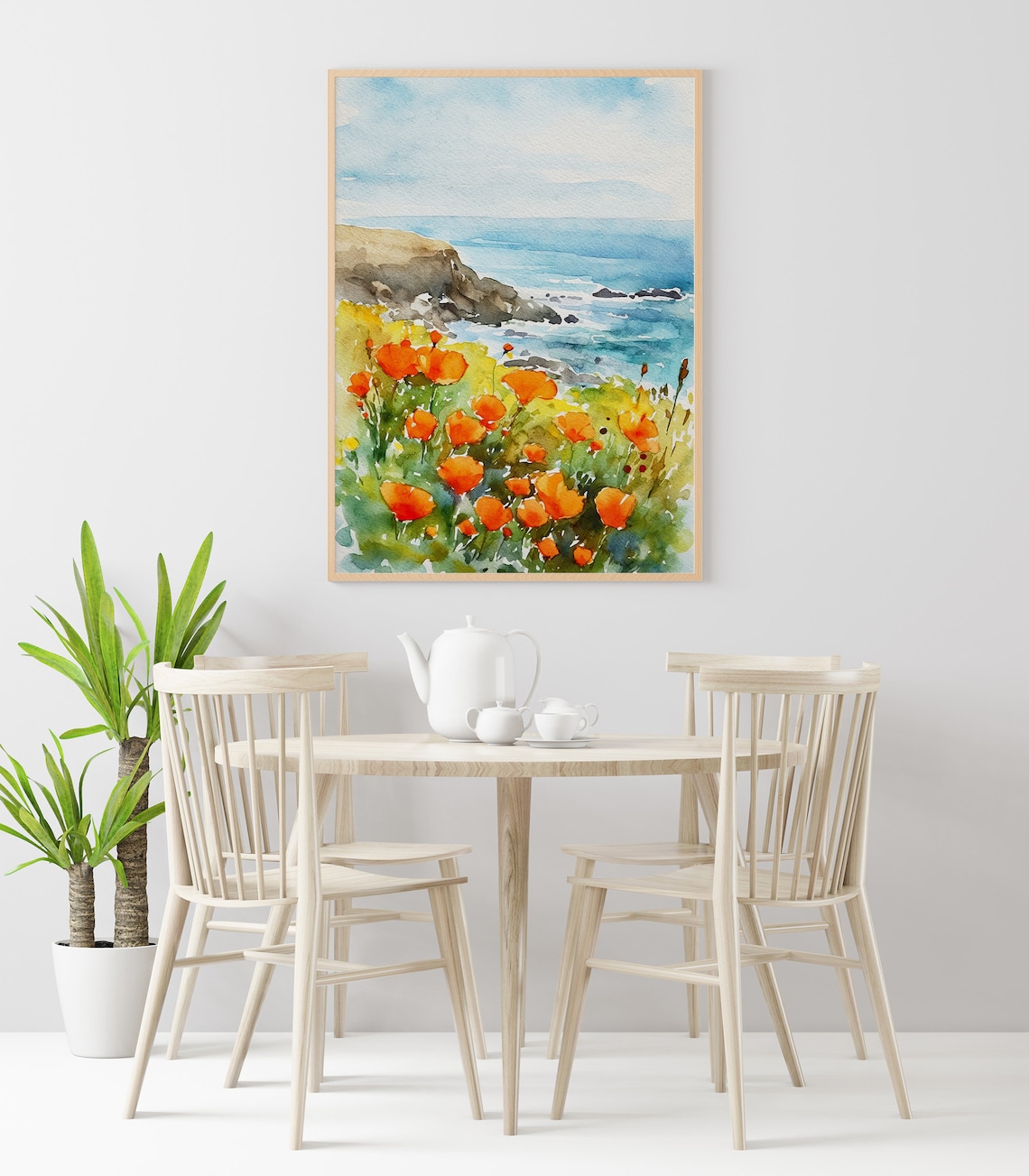 Big Sur California Poppy Watercolor Landscape Poster - Image 5