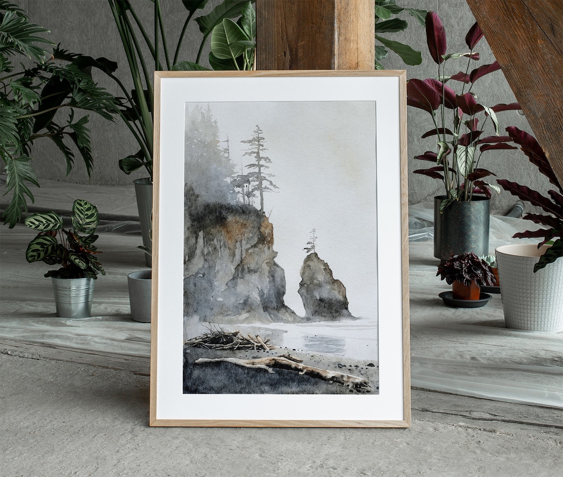 Oregon Coast Watercolor Art Print, Coastal Cliffs - Image 5