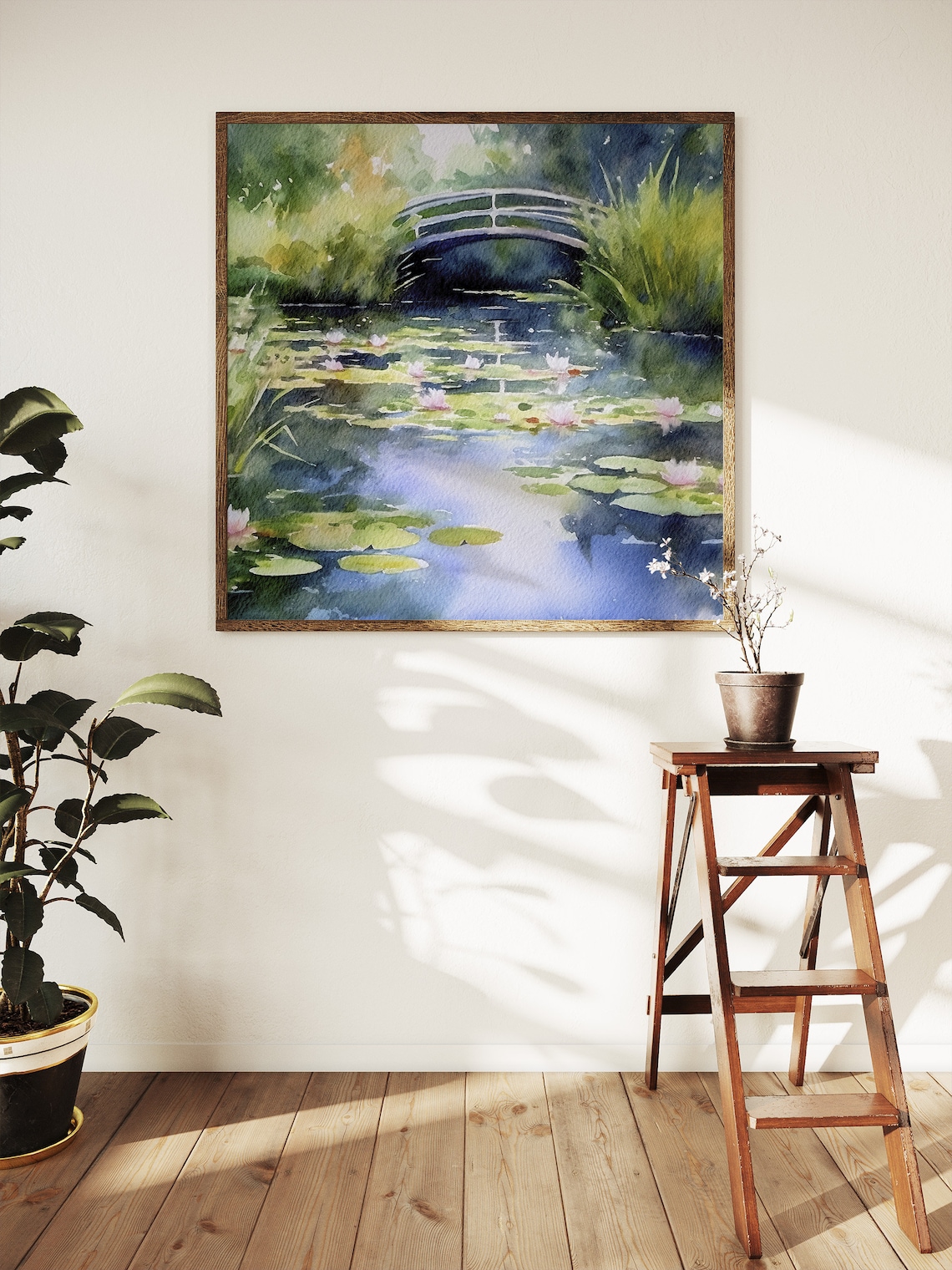 Monet-Inspired Water Lily Pond Watercolor Art Print - Image 5