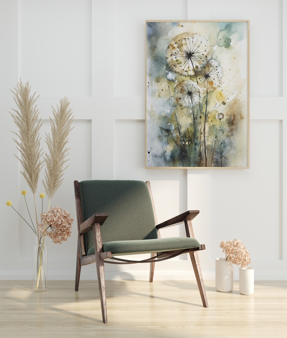 Dandelions Wildflowers Watercolor Floral Art Print - Image 3
