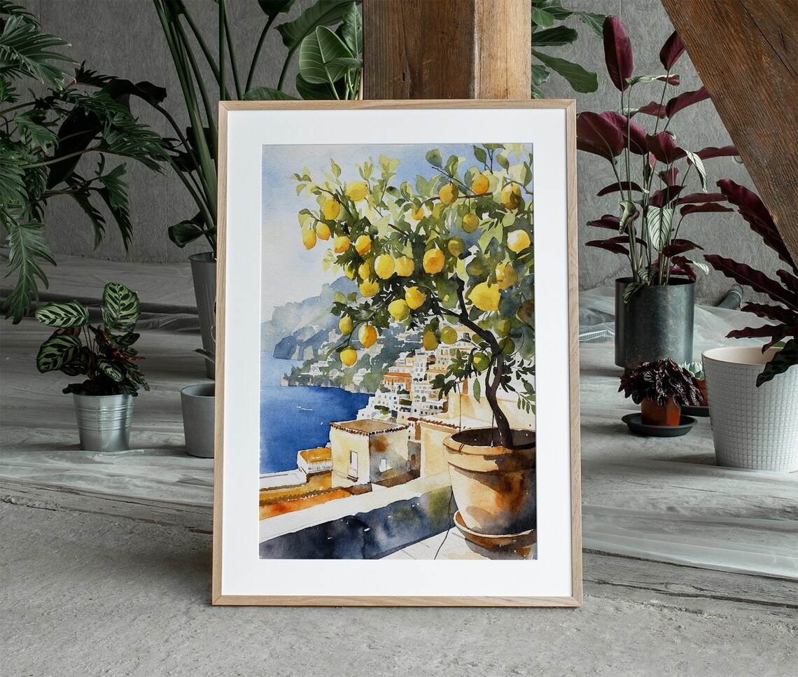 Lemon Tree Watercolor Art Print, Positano Amalfi Coast - Image 3