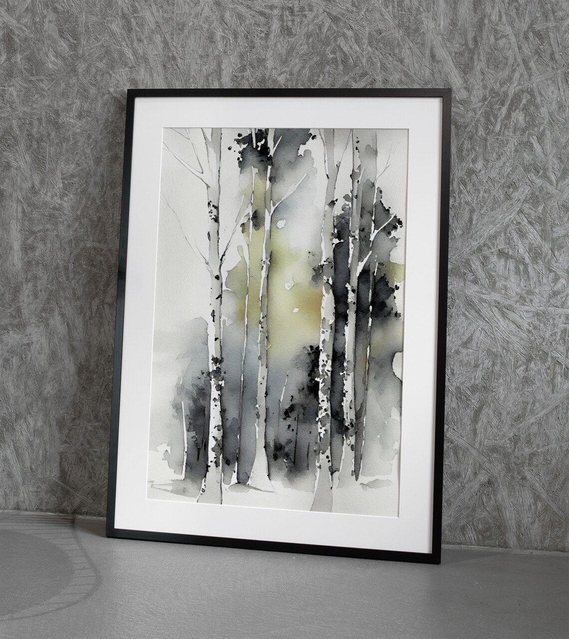 Birch Trees Watercolor Forest Art Print, Neutral - Image 3