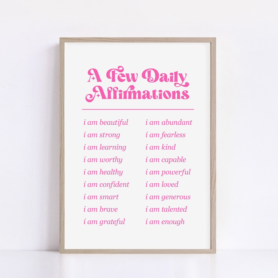 A Few Daily Affirmations Pink Positive Self Love Mindset Poster - Image 2