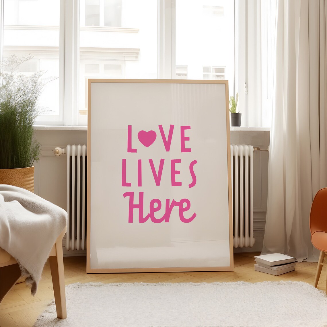 Love Lives Here Pink Heart Cute Sweet Newlywed Home Decor Poster - Image 3