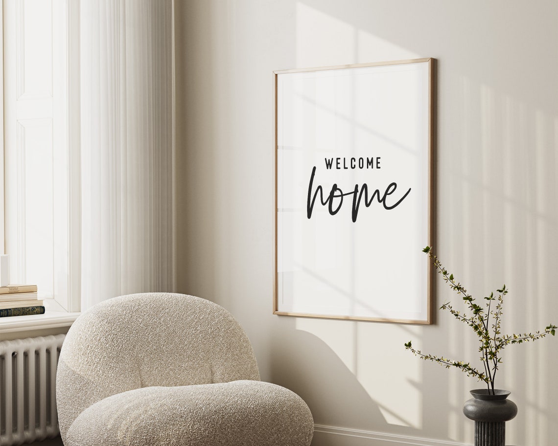 Welcome Home Script Entryway Sign Warm Greeting Hallway Decor Poster - Image 2