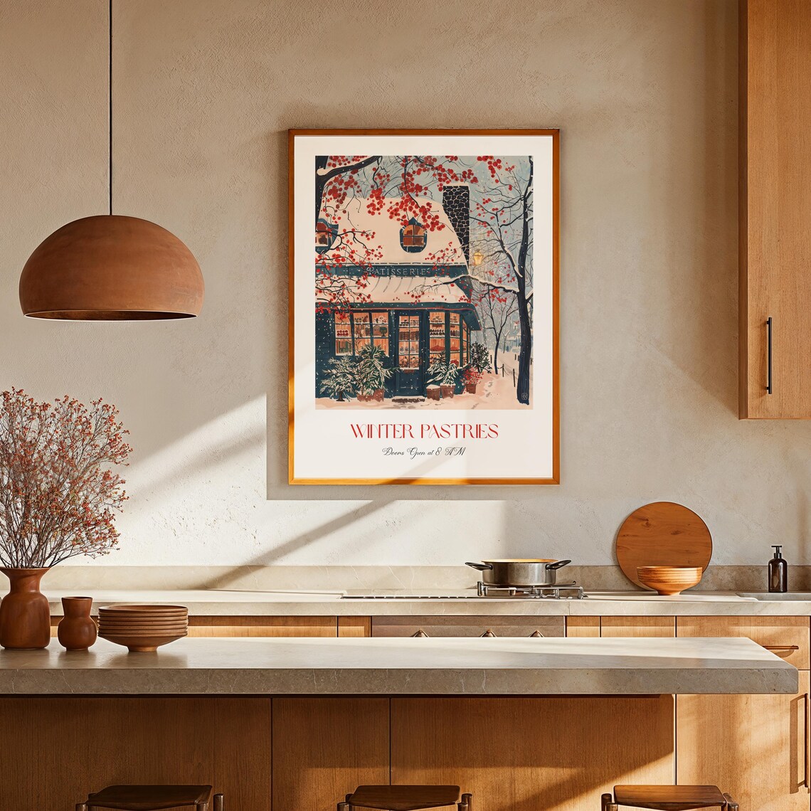 Cozy Patisserie Watercolor Art Print, Festive Bakery - Image 4