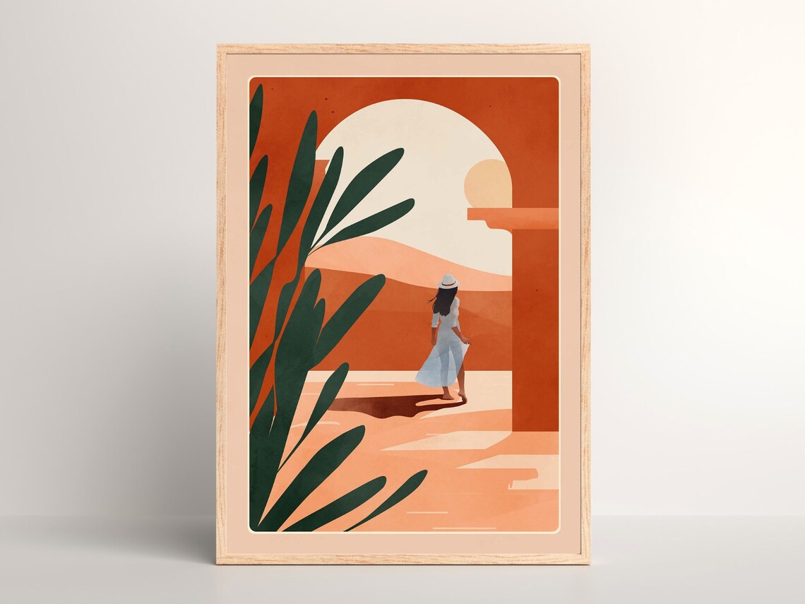 Morocco Minimalist Boho Abstract Wall Art Triptych