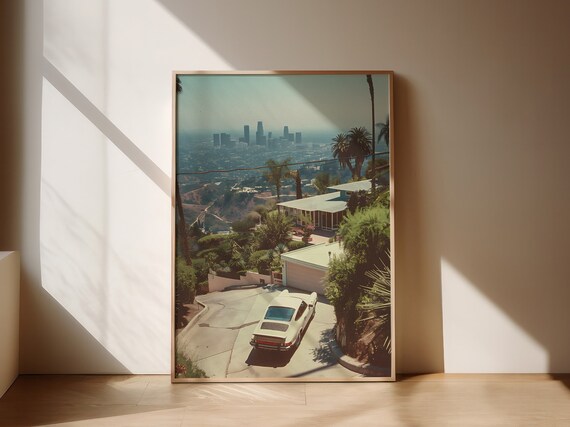 Vintage Los Angeles Skyline Travel Poster, Mid-Century