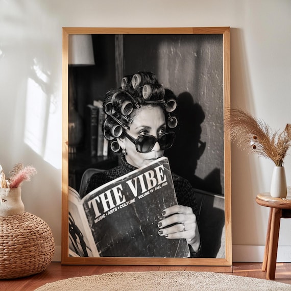 Vintage Hair Rollers Print Retro Black And White Salon Art Digital Download