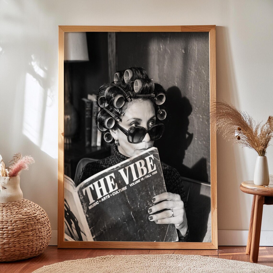 Vintage Hair Rollers Print Retro Black And White Salon Art Digital Download