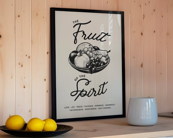 Fruit Of The Spirit Wall Art Vintage Kitchen Poster Modern Christian Dorm Room Decor Christian Wall Art Scripture Wall Art Gift