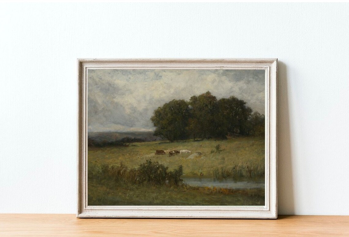 Country Landscape Meadow Cattle Farmhouse Art Print - Image 2