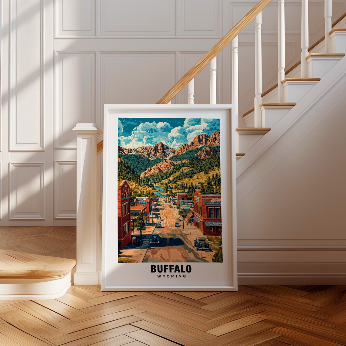 Buffalo Wyoming Western Main Street Mountain Backdrop Poster