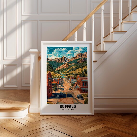 Buffalo Wyoming Western Main Street Mountain Backdrop Poster