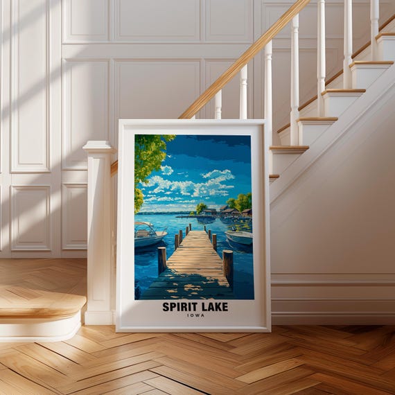 Spirit Lake Print Iowa Poster Spirit Lake Views Spirit Lake Art Iowa Charm Spirit Lake Beauty Scenic Landscape Lake Escape Iowa Art
