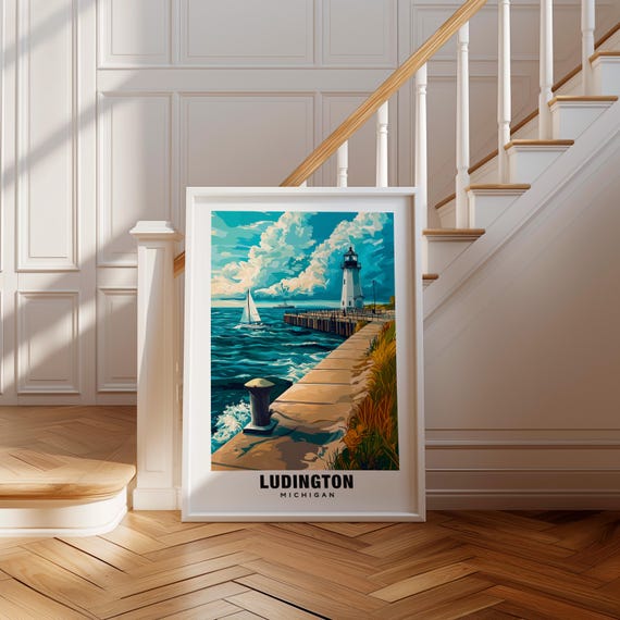 Ludington Print Michigan Poster Ludington Views Ludington Art Michigan Charm Ludington Beauty Scenic Landscape Lake Michigan