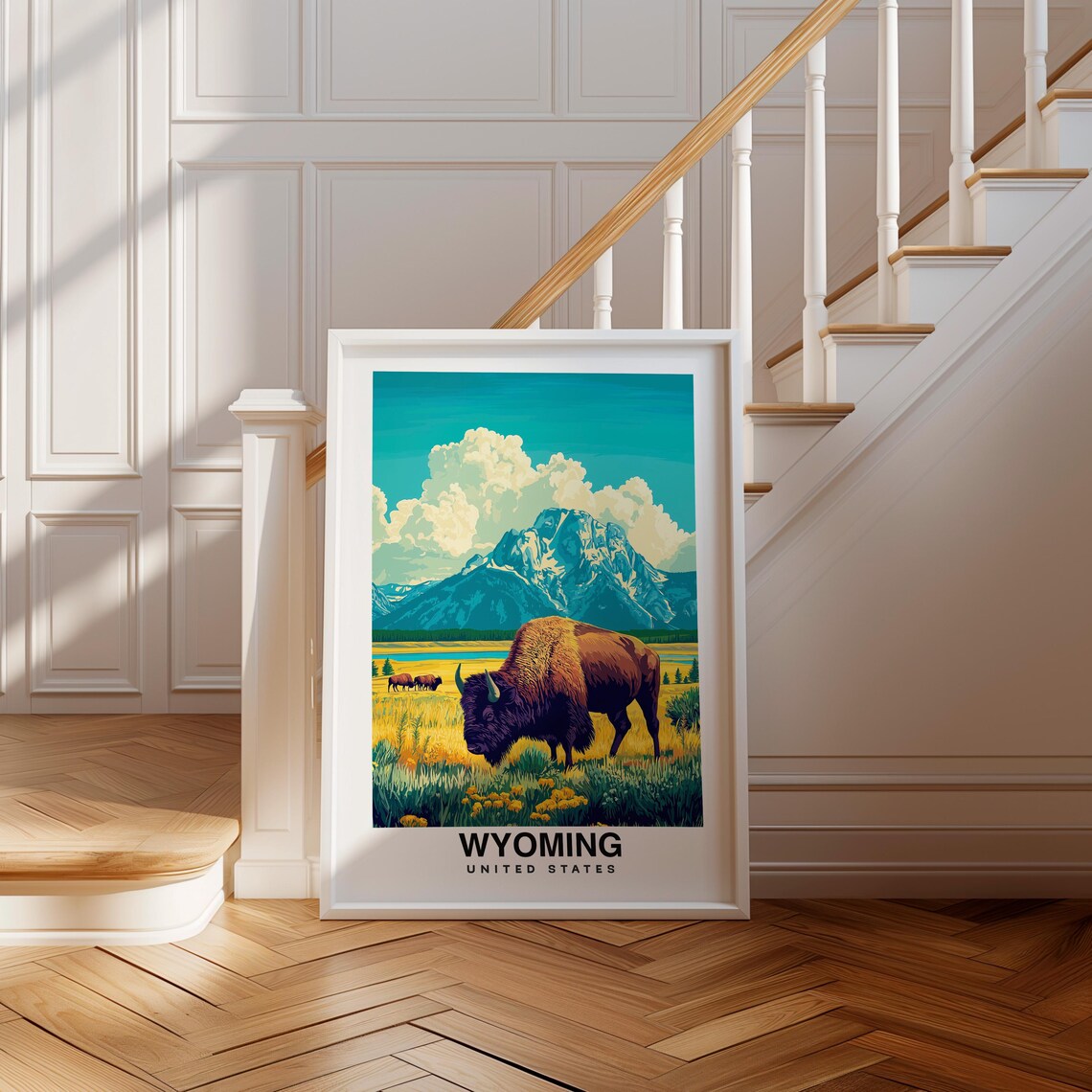 Wyoming Travel Print Wyoming United States Travel Gift City Poster Birthday Present Wedding Gift Poster