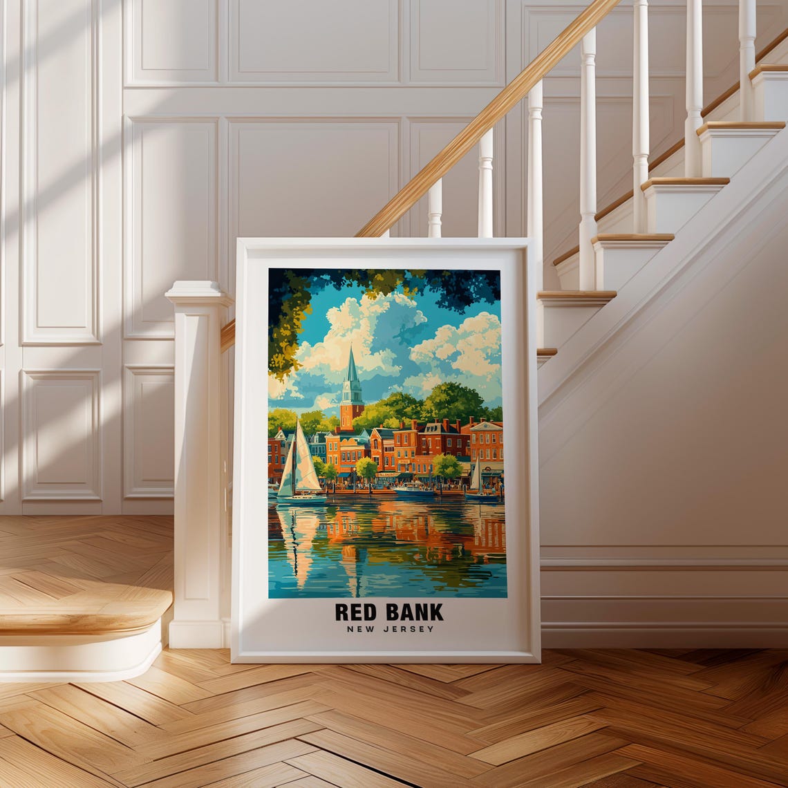 Red Bank Print New Jersey Poster Red Bank Views Red Bank Art New Jersey Charm Red Bank Beauty Historic Town Scenic Landscape