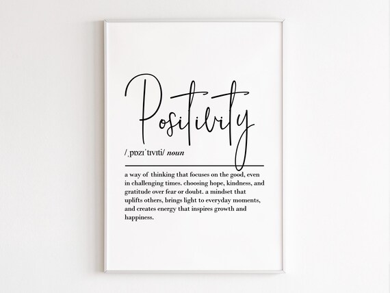 Positivity Definition Wall Art Motivational Office Decor Uplifting Inspirational Print Growth Mindset Gift