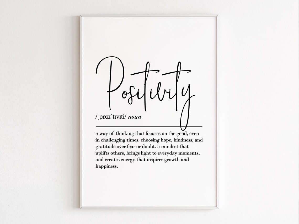 Positivity Definition Wall Art Motivational Office Decor Uplifting Inspirational Print Growth Mindset Gift