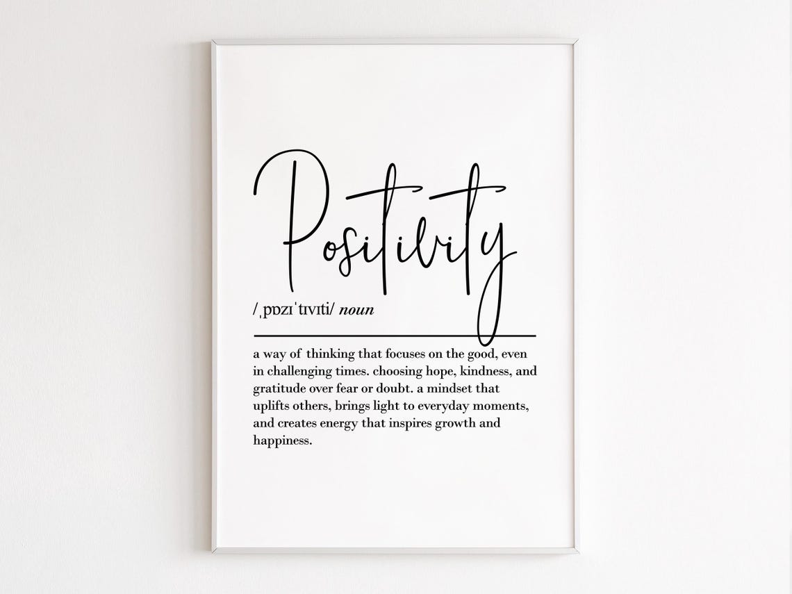 Positivity Dictionary Definition Typography Minimalist Word Art Poster