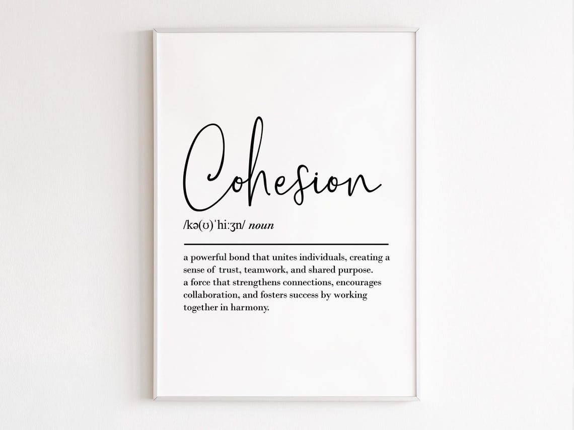 Cohesion Definition Meaning Word Art Teamwork Office Wall Poster